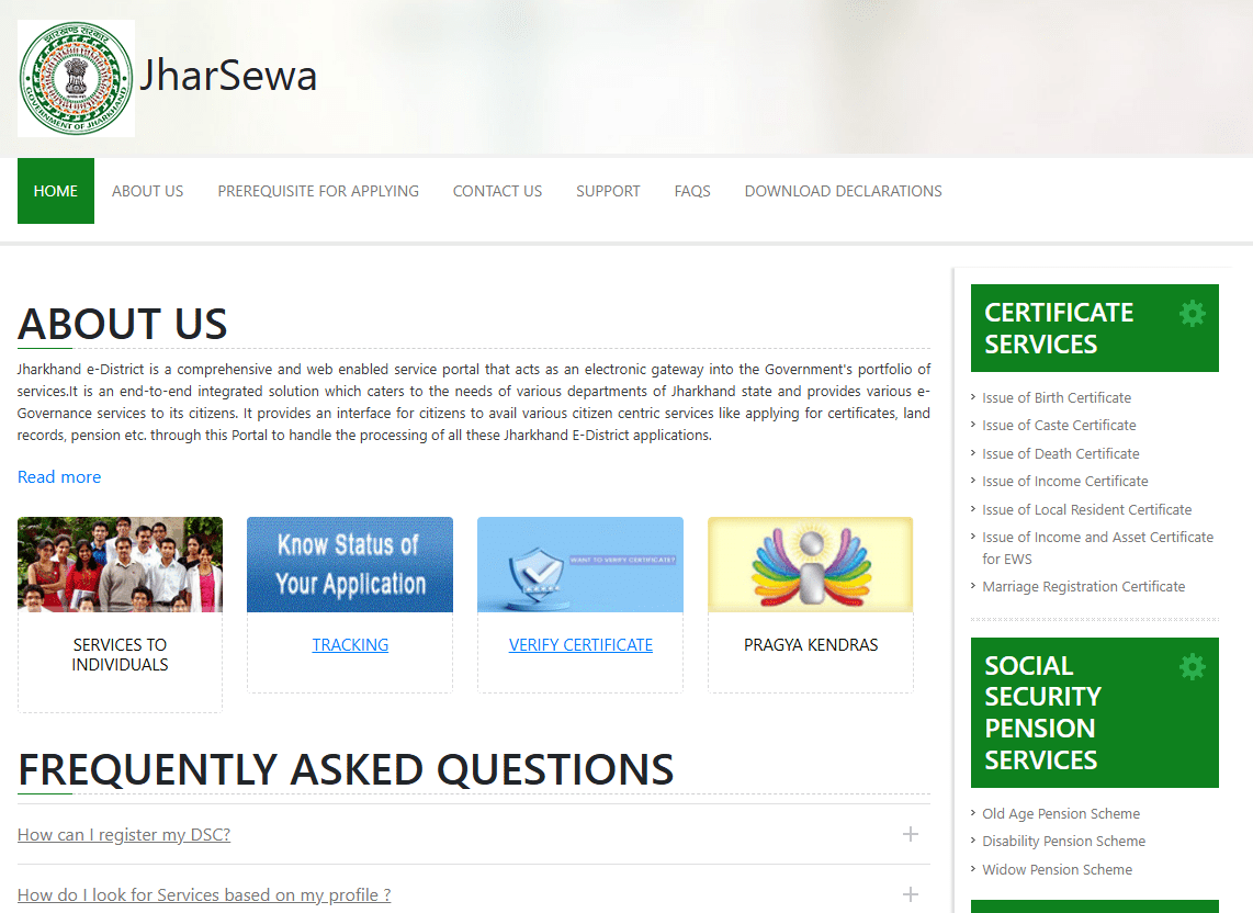 Jharsewa - झारखंड (आय, जाति, निवास) प्रमाण पत्र, Tracking, login, Service plus